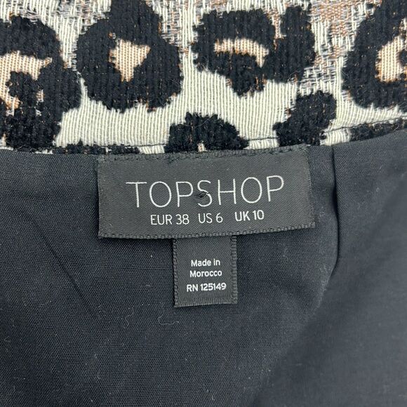TOPSHOP Cheetah Print Jacquard Skirt - Size 6 - Picture 5 of 11